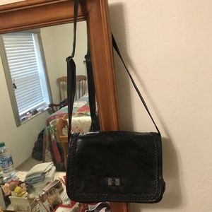 KmQ Black Faux Leather Crossbody Bag EUC